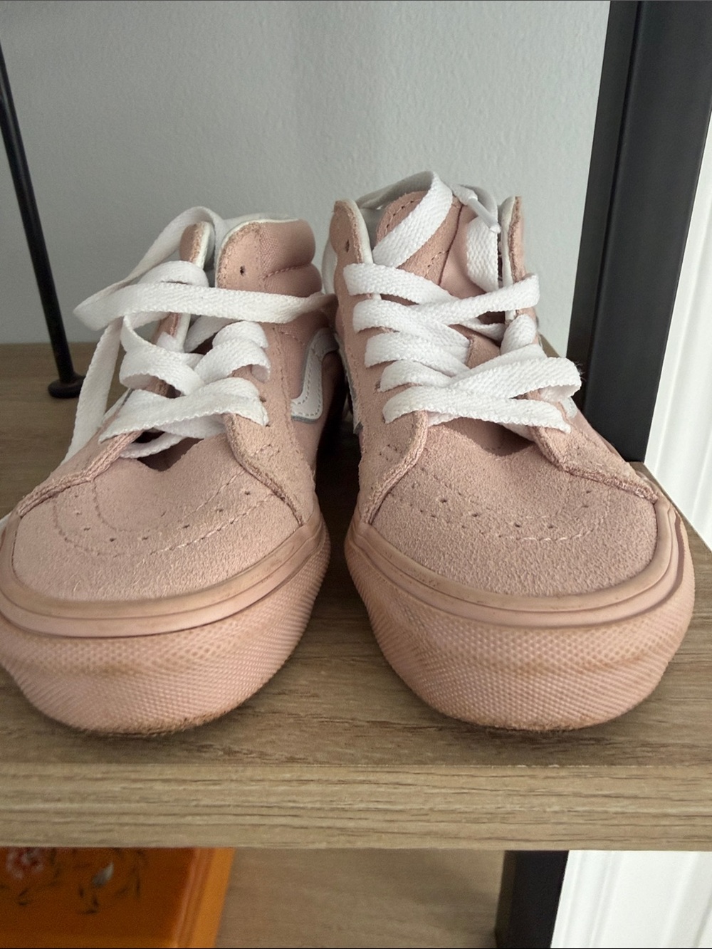 Vans Pink Suede High-Top Sneakers with White Laces